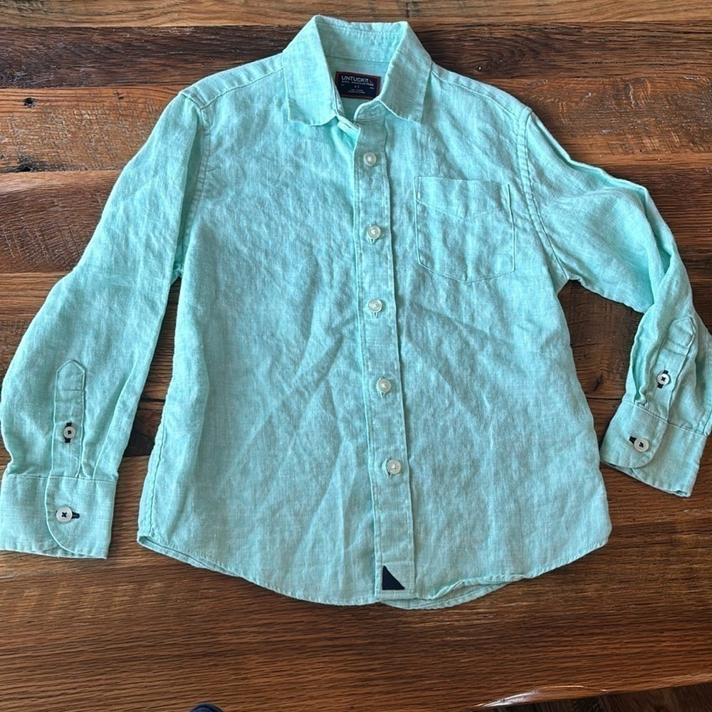 UNTUCKit Boys Linen Button Up long Sleeve Shirt Size 4/5